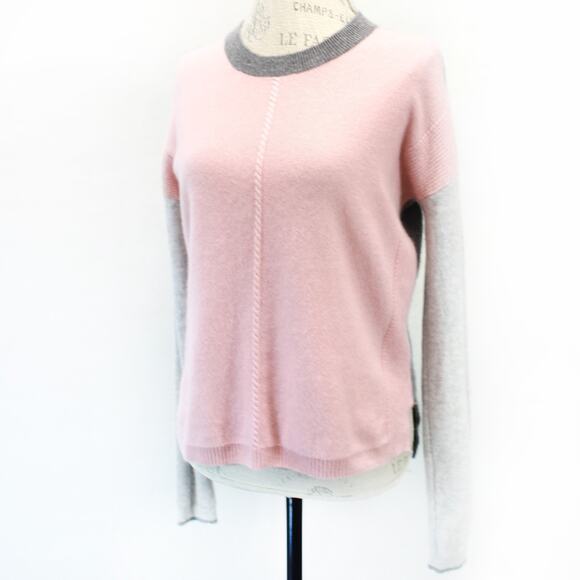 Splendid 2-ply 100% cashmere colorblock soft sweater slits Small - Picture 1 of 7